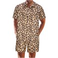 thumbnail image 1 of Birdeem Ensembles pour Hommes Chemise et Shorts Mode Décontractée Imprimé Léopard Manches Courtes Col Rabattu Blouses Ensembles, 1 of 12
