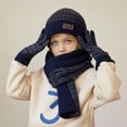 thumbnail image 4 of Bibifish Kids Hat Gloves Scarf Sets 3 Pc Knit Pattern Beanies Hat Gloves And Long Scarf Boys Girls Outdoor Activities Hat Gloves Scarf Sets, 4 of 5