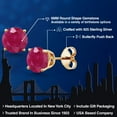 thumbnail image 2 of Gem Stone King 18K Yellow Gold Plated Silver Red Ruby Stud Earrings for Women Men (2.00 Cttw, Gemstone July Birthstone, Round 6MM), 2 of 6