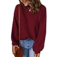 thumbnail image 1 of Womens Sweaters Long Sleeve Turtleneck Knit Sweater Casual Loose Pullover Jumper Tops, 1 of 4