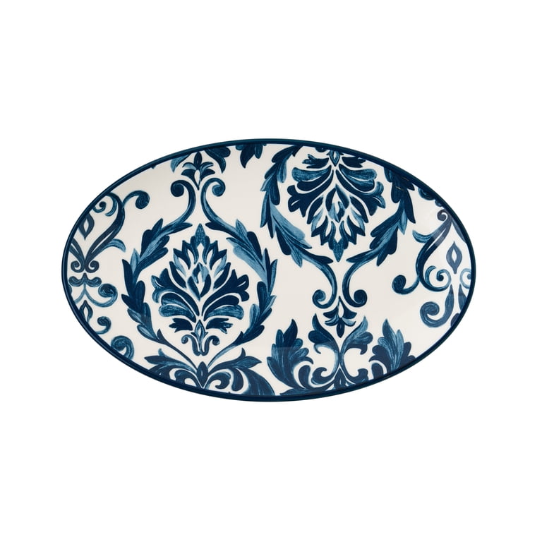 Pioneer Woman Audrey Blue Stoneware Serving Tray Set photo 4