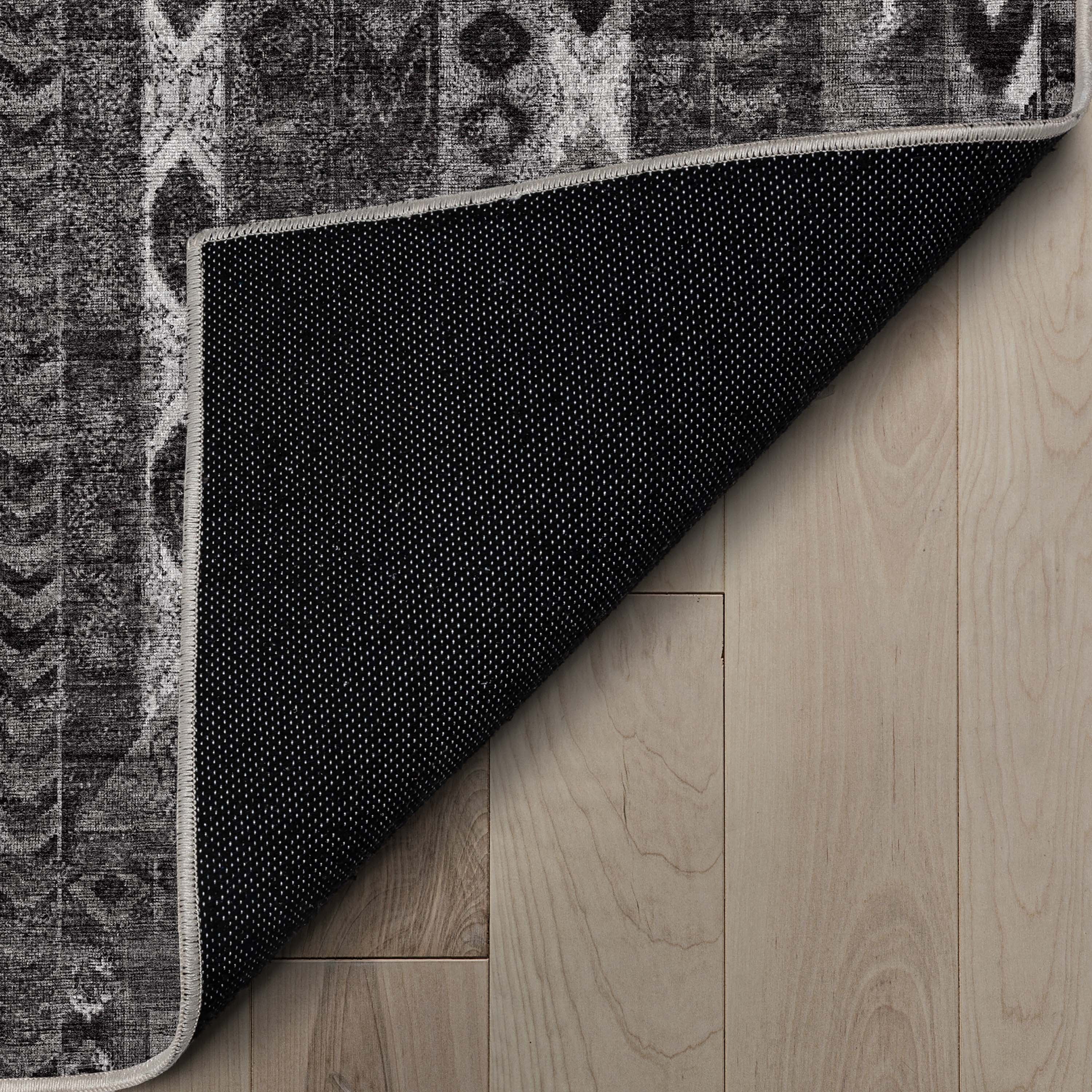 Well Woven Apollo Rodeo Vintage Medallion Tribal Black Grey Flat Pile Easy to Clean 5'3" x 7'3" Area Rug for Living Room Dining Room Bedroom and Kitchen