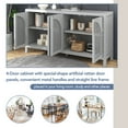 thumbnail image 4 of EUROCO 60'' Sideboard Storage Buffet Cabinet, Solid Wood Buffet Cabinet with 4 Artificial Rattan Doors, 2 Shelves and Metal Handles or Living Room and Entryway, Gray, 4 of 8