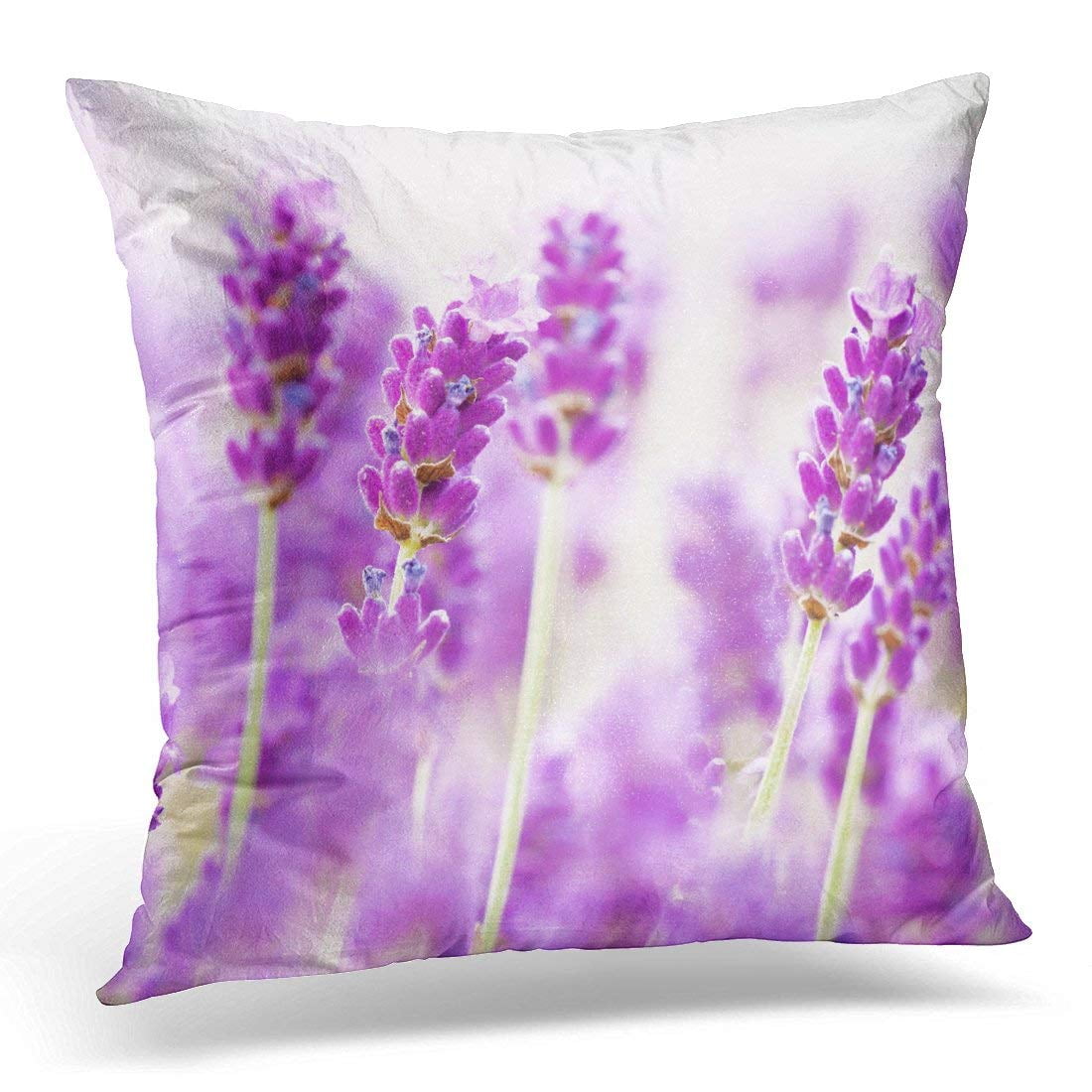 USART Blue Flower Lavender Colorful Garden Pillow Case Pillow Cover