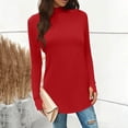 thumbnail image 5 of WXLWZYWL Tunic or Tops to Wear with Leggings for Women Turtleneck Long Sleeve Shirts Loose Fitted Blouses with Thumb Holes, 5 of 6