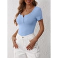 thumbnail image 5 of ANRABESS Womens Short Sleeve Henley Shirts Ribbed Slim Fitted Tee Summer Work Tops 2026 Button Blouse Spring Vacation Clothes Light Blue Medium, 5 of 8
