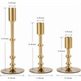 thumbnail image 2 of Candelabros dorados, candelabros modernos para repisa de mesa, bodas, inauguración de la casa, juego de 3 candelabros de metal., 2 of 5