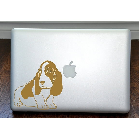 Basset Hound Gold Decal for 13" Macbook