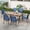 Black & Blue, variant on Summit Living 7-Piece Outdoor Patio Dining Set with 6 Pieces Textilene Chairs & Rectangular Steel Table with Umbrella Hole, Black & Brown