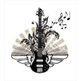 thumbnail image 3 of Guitar Twin Size Duvet Cover Set, Geometrical Elements Stripes Swirls Dots Lines and Musical Notes Rock and Roll, Decorative 2 Piece Bedding Set with 1 Pillow Sham, Tan Black White, by Ambesonne, 3 of 3