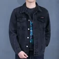 thumbnail image 2 of Chaqueta vaquera con botones para hombre, chaqueta vaquera holgada de color negro para invierno, moda, talla grande, entrega rápida, precio económico, elegante Y2k G, 2 of 5