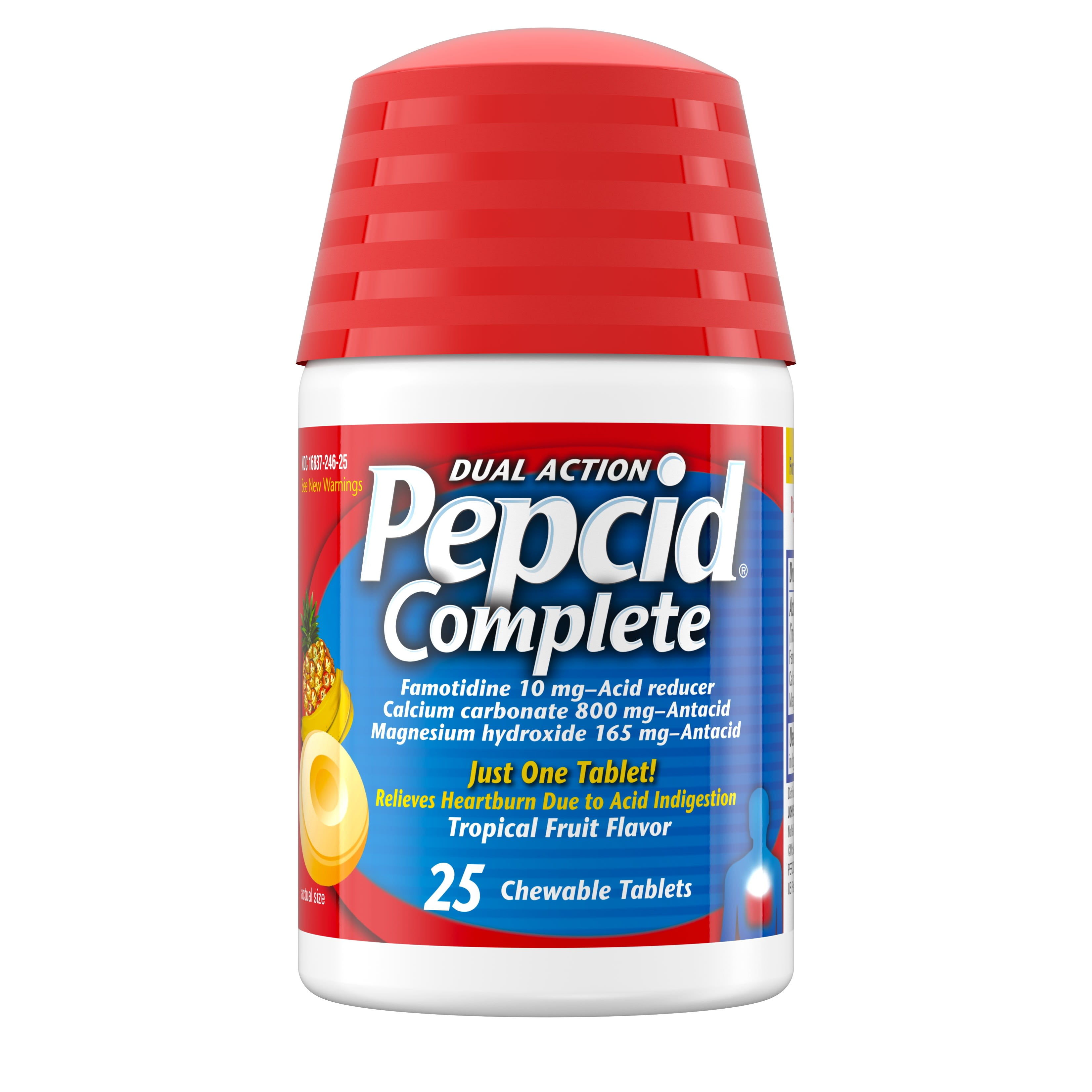 Pepcid Complete Acid Reducer + Antacid Chews, Tropical Fruit, 25 Ct