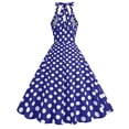 thumbnail image 3 of Baqcunre Maxi Dresses for Women 2024 Women's Polka Dot Hanging Neck Open Back Lapel Button Button Middle Length Large Swing Retro Dress Dresses for Women 2024 Summer Dresses for Women 2024, 3 of 8