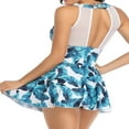 thumbnail image 4 of Robe de Bain une Pièce Modeste pour Femme, Col Licou, Imprimé Floral Feuilles Léopard, Dos Ouvert, Froncée, 4 of 6