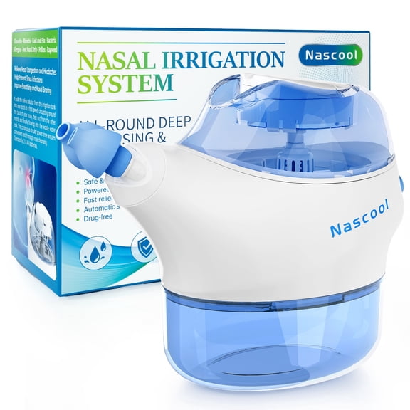Nascool Nasal Irrigation System with 50 Salt Packets, Sinus Rinse Machine for Nasal Symptoms