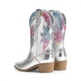 thumbnail image 2 of BURUDANI Girls' Western Cowgirl Cowboy Boots Glitter Rainbow Embroidered Mid-Calf Boots, 2 of 7