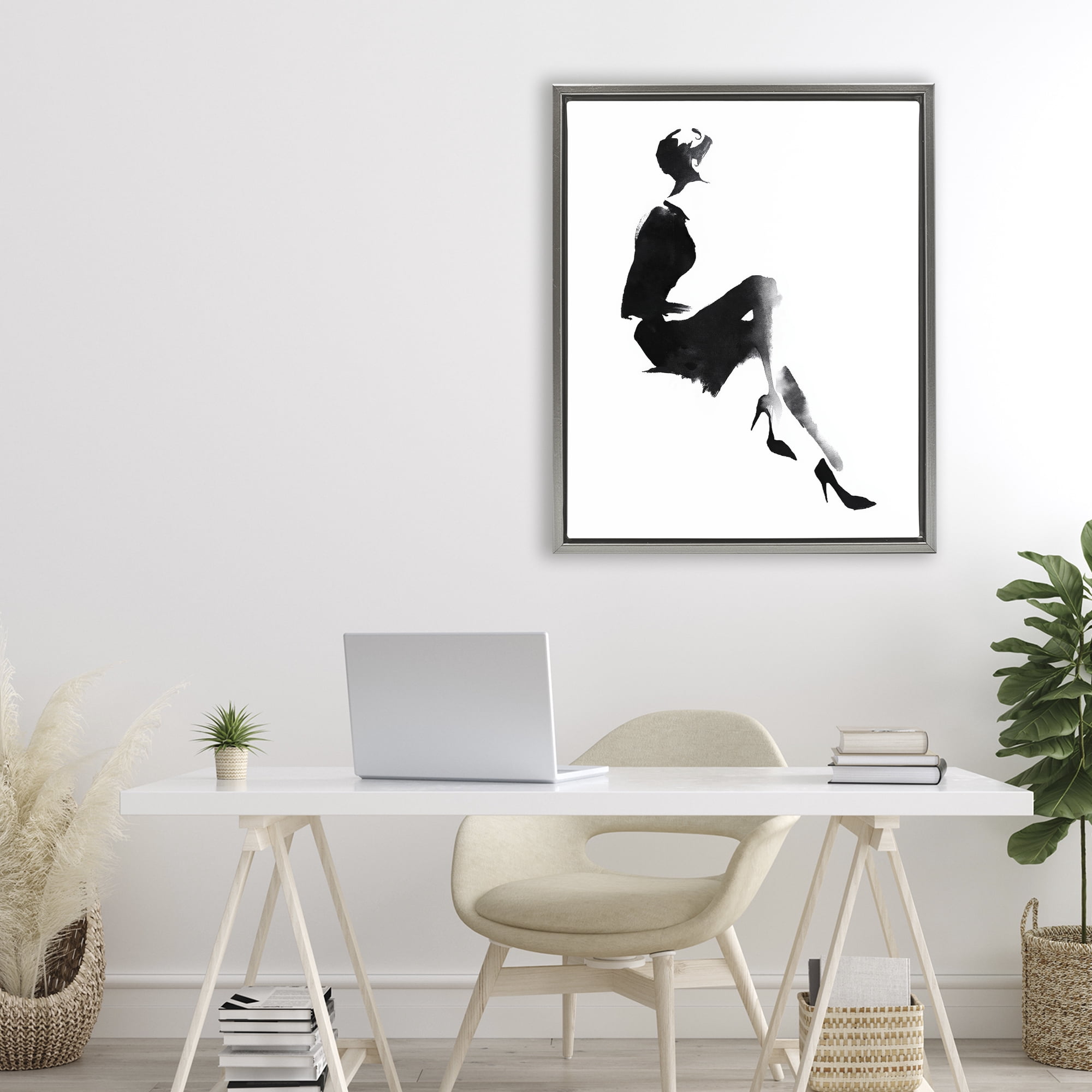 Stupell Industries Chic Silhouette Noir Gray Framed Floater Canvas Wall Art, design by Svetlana Aleynikova
