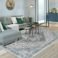 thumbnail image 2 of HOMERRY 3x5 Washable Entryway Rug for Living Room, Vintage Persian Area Rug Non Slip Indoor Door Mat Floral Print Distressed Oriental Floor Cover, Light Blue, 2 of 6