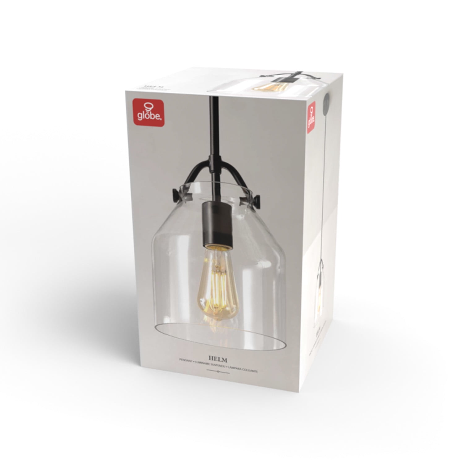 Globe Electric 1-Light Matte Black 54" Pendant Light with Clear Glass Shade, 91006245