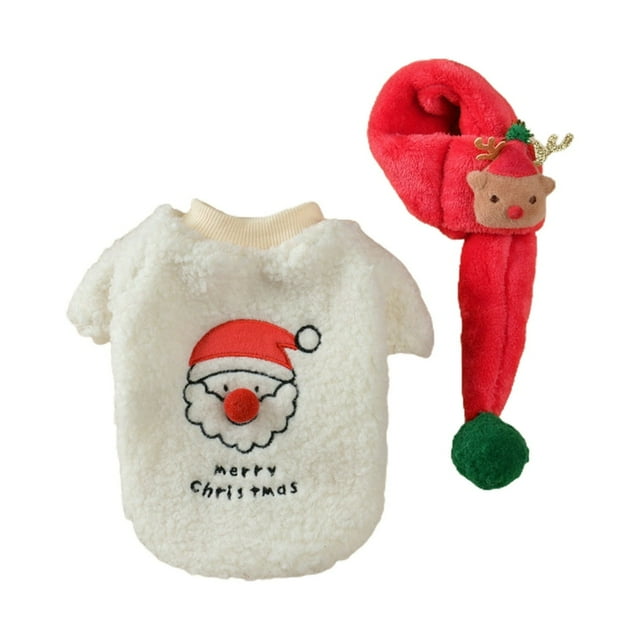 PENGXIANG 1 Set Dog Christmas Sweatshirt Not Easily Deformed Christmas Pattern Two Legs Soft Neck Warm Thick Dog Christmas Sweater with Scarf Photograph