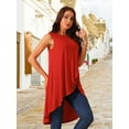 thumbnail image 5 of DARING DIVA Women's High Low Hem Crew Neck Sleeveless Tunic Top Red L, 5 of 8