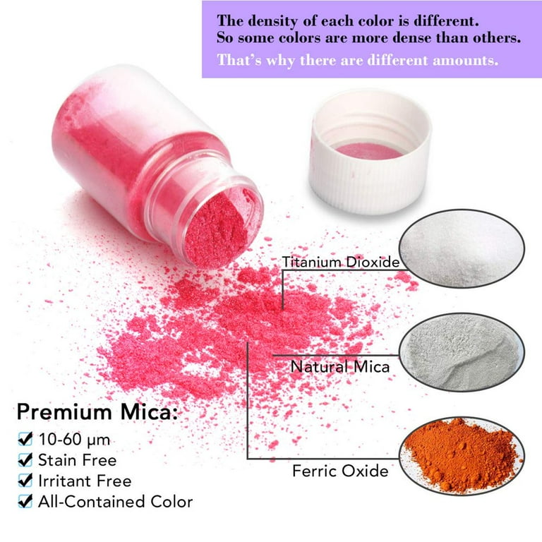 Mica Powder 28 Colors Shake & Pour Jars–280g Set, Cosmetic Grade  Pearlescent Pigment Mica Powder for Epoxy Resin, Soap Dye, Lip Gloss,  Nails, Bath