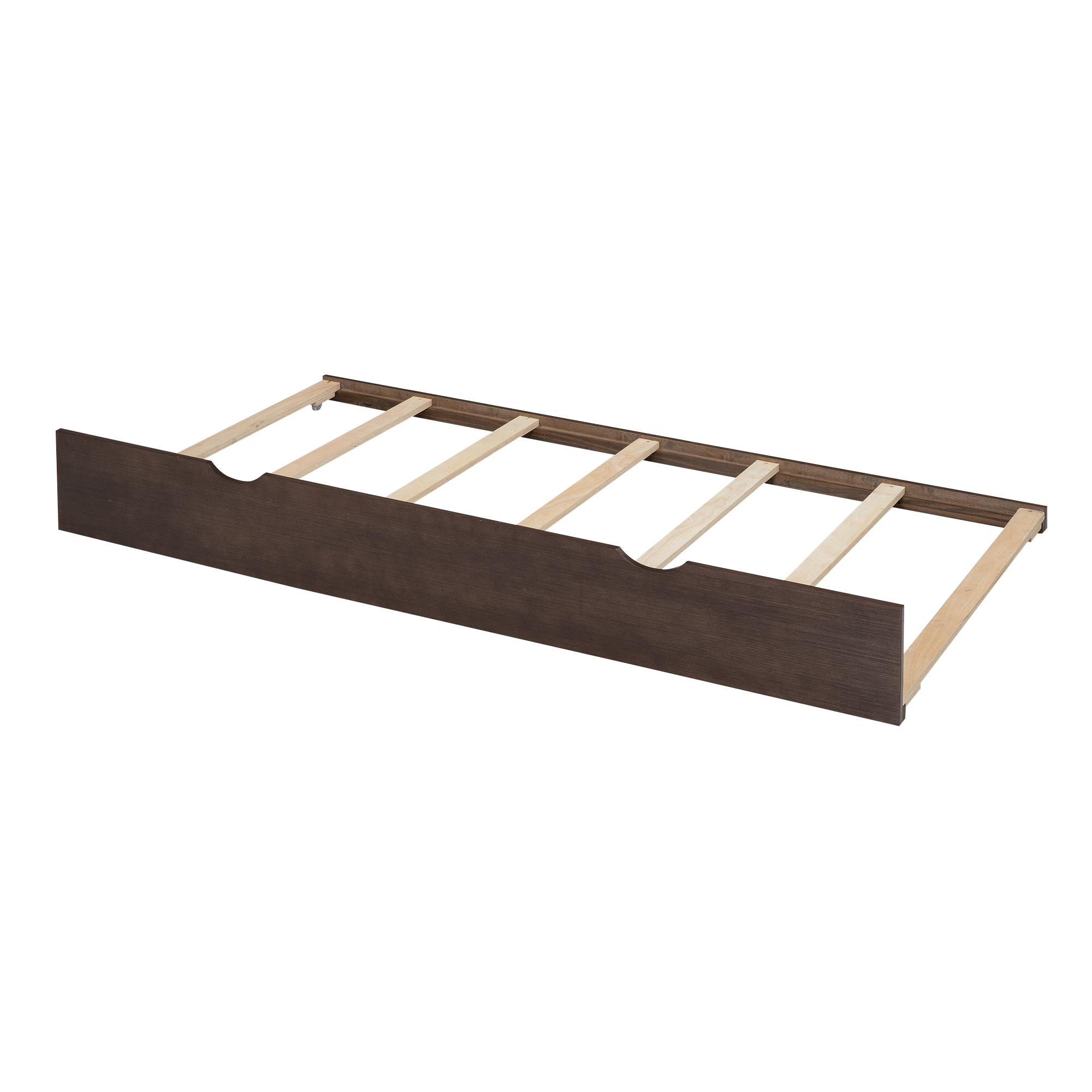Euroco Wood Full Size Platform Bed with Movable Shelves, Trundle Bed with USB Charging Station for Kids Teens, Espresso