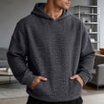 thumbnail image 6 of Mens Knitted Hoodies Oversized Long Sleeve Pullover with Kangaroo Pockets Texture Work Hooded Sweatshirts Big and Tall Gray,L, 6 of 7