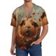 thumbnail image 1 of Balery Rose Cute Guinea Pig Camisa Casual de Manga Corta con Botones para Hombre, Texturizada, Estilo Cubano, para Playa, Verano-Large, 1 of 5