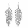 thumbnail image 3 of SmartBy Women's Retro Boho Alloy Feather Rhinestone Eardrops Party Hook Dangle Earrings, 3 of 6