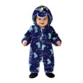 thumbnail image 2 of FASHOFT Baby Boy Halloween Outfit Plush Flannel Dinosaur Cartoon Onesie Cosplay Jumpsuit For Kids Winter Home Casual Loungewear Halloween Blue 19-24 Months, 2 of 9