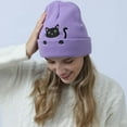 thumbnail image 4 of BAVACE Purple Cat Beanie Hat for Women Men Thick Knitted Cuffed Skull Cap Winter Cute Stuff Accessories Birthday Valentines Day Decoration Gifts Girlfriend Boyfriend Wife Husband Age Ideas, 4 of 6