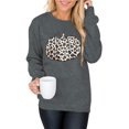 thumbnail image 2 of Pull à Imprimé Léopard Imprimé Citrouille Sweat-Shirt à Manches Longues Décontracté Sweat-Shirts à Col Rond, 2 of 7