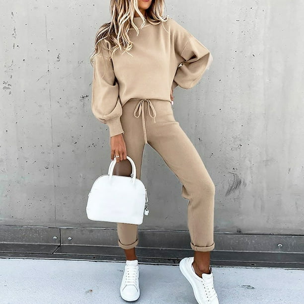 Women's Sweatsuit Set 2 Piece Long Sleeve Pullover Sweatshirts and  Drawstring Sweatpants Sport Outfits Sets Tracksuits 