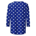 thumbnail image 5 of T-Shirts Grande Taille pour Femmes Manches 3/4 à Pois Col Rond Graphiques Basiques Décontractés d'Été (3TG, Marine), 5 of 5