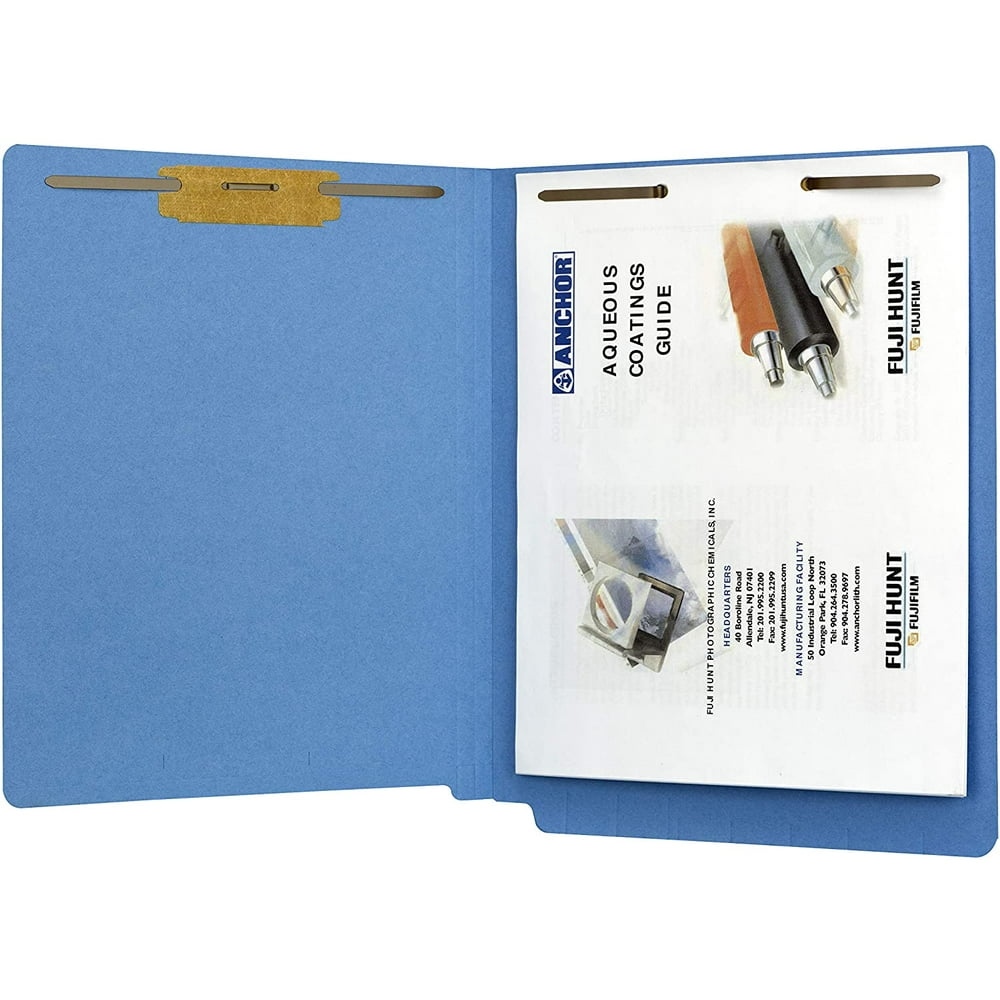 The File King Blue Full Side Tab File Folder Two 2” Fastener Prongs