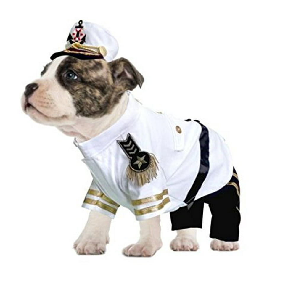 Yacht Admiral Costume For Dogs Authentic Detail Navy Sailor Uniform(Size 3)