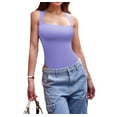 thumbnail image 3 of Women'S Bodysuits Ribbed Strappy Square Neck Sleeveless Tummy Control Tank Tops Bodysuits L, 3 of 7