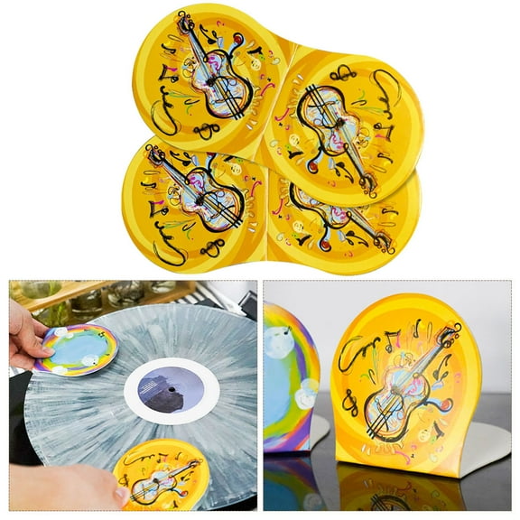 Luxshiny Anti-Static Vinyl Record Mitts Yellow Cardboard and Fleece for Better Sound 2Pcs