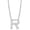Silver, variant on Initial Letter R Necklace, Moissanite, 925 Sterling Silver, Yellow Gold Vermeil