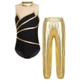 thumbnail image 3 of Sxiwei Kids Girls 2Pcs Gymnastics Dance Outfits Sleeveless Keyhole Back Leotard with Pants Set Gold 12, 3 of 9