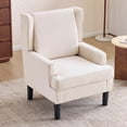 thumbnail image 3 of Bezseller Wingback Armchair with High Back, Upholstered Accent Chair for Living Room,Bedroom,Office,Beige, 3 of 8