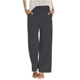 thumbnail image 2 of Palazzo Pants for Women 2026 Spring Elastic Waist Wide Straight Leg Loose Flowy Casual Work Pants Slacks with Pockets, 2 of 7