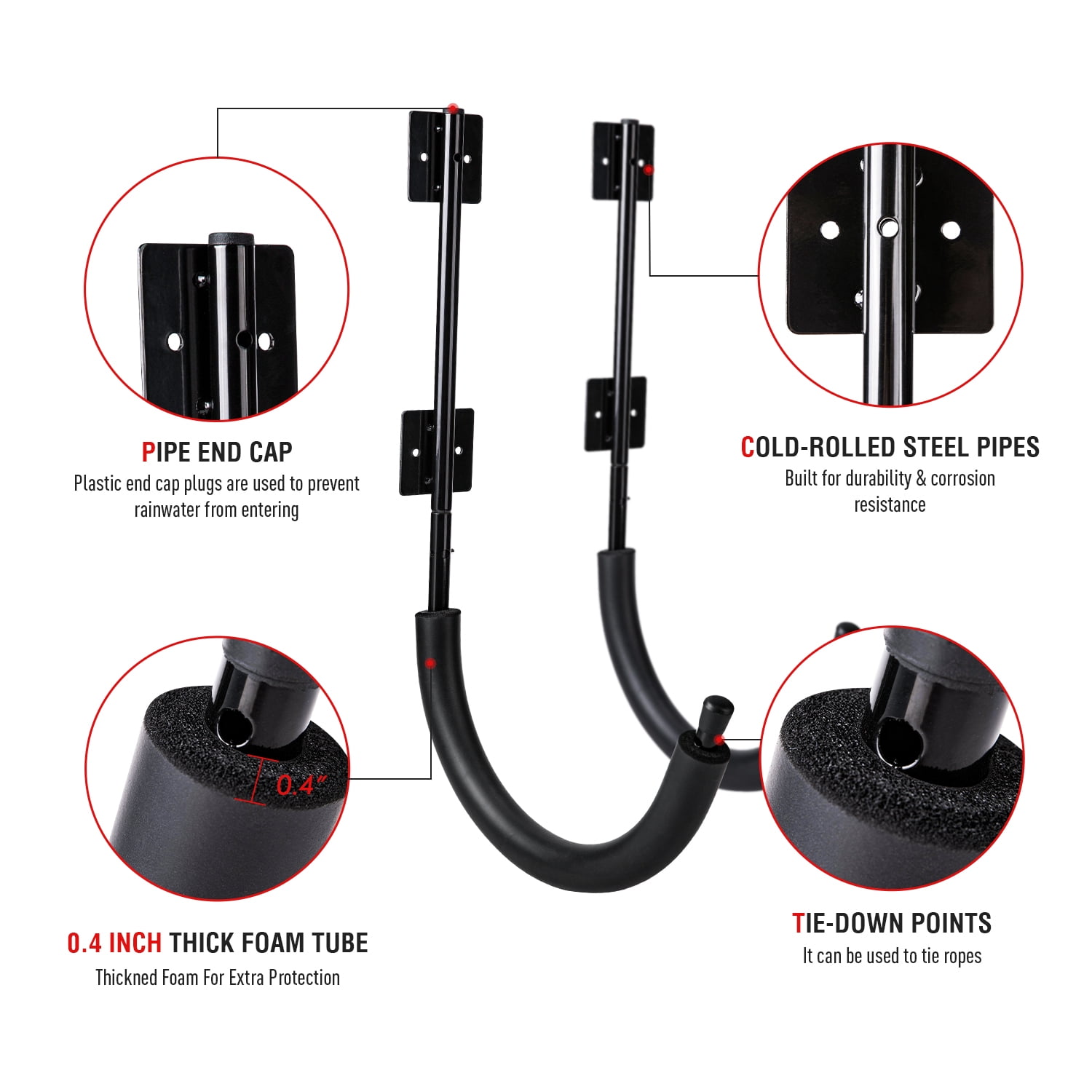 AA Products Kayak Storage Hanger Rack for Canoe Paddle Kayak Accessories Wall Mount Hanging Hooks for Indoor Outdoor, Set of 2