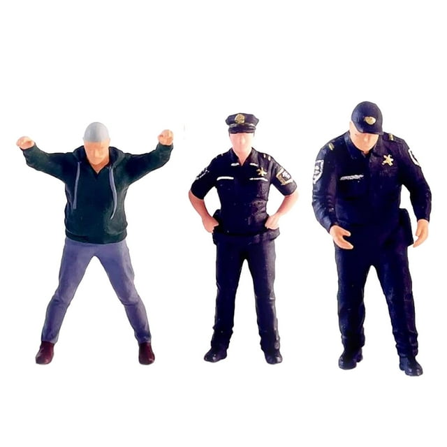 Figuras de policías y ladrones, modelo de resina, calibre S, adorno de escritorio, diseño de mesa de arena, decoración de Dioramas, 3x1/64