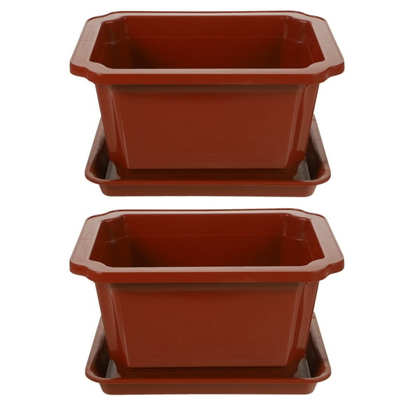 Arborister Plastic Window Box Planter with Tray - 2 Sets