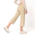 thumbnail image 4 of Women's High Waisted Yoga Capri Pants Wide Leg Crop Trousers Loose Straight Athletic Culottes Soft Stretchy Lounge Pants for Travel Workout, 4 of 9