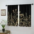 thumbnail image 6 of Black Gold Floral Wildflower Kitchen Curtains Short Small Rustic Dark Botanical Leaves Vintage Flower Farmhouse Rod Pocket Nature Bedroom Living Room Treatment Fabric 2 Panels 27.5Wx39H Inch, 6 of 6