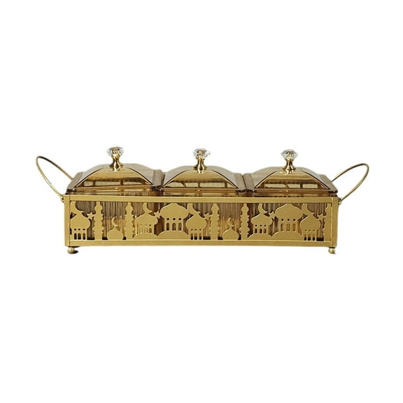 Eid Mubaraks Dessert Tray Metal Food Ramadans Plate Iron Snacks Serving Dish Muslims Holiday Desktop Decoration