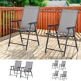 thumbnail image 2 of Set Of 2 Patio Folding Chairs, Stackable Sling Chairs with Armrests for Outdoor Use, 2 of 9